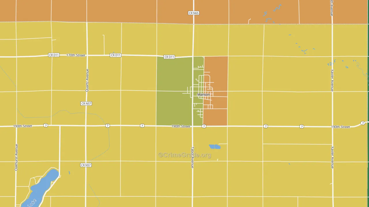 Manson, IA Map of Drug-Related Crime Rates