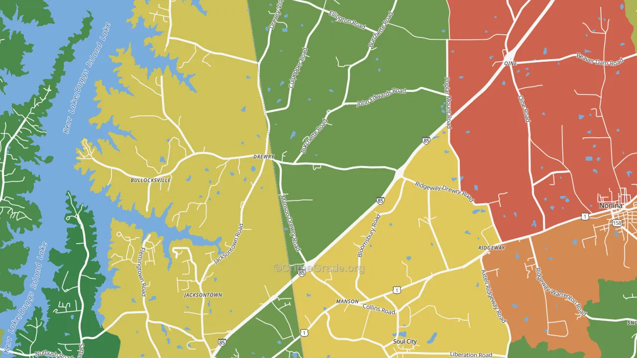 Manson, NC Map of Drug-Related Crime Rates