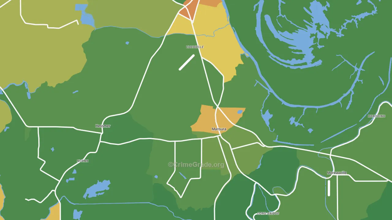 Mansura, LA Map of Drug-Related Crime Rates
