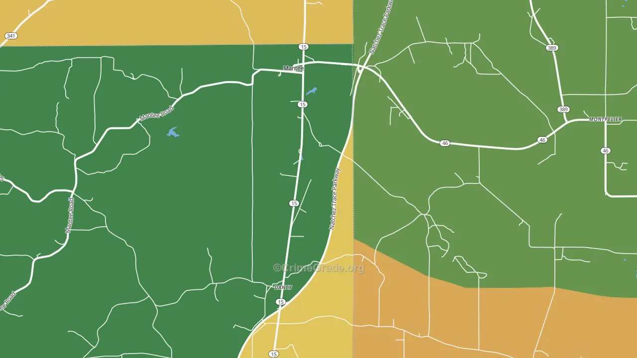 Mantee, MS Map of Drug-Related Crime Rates