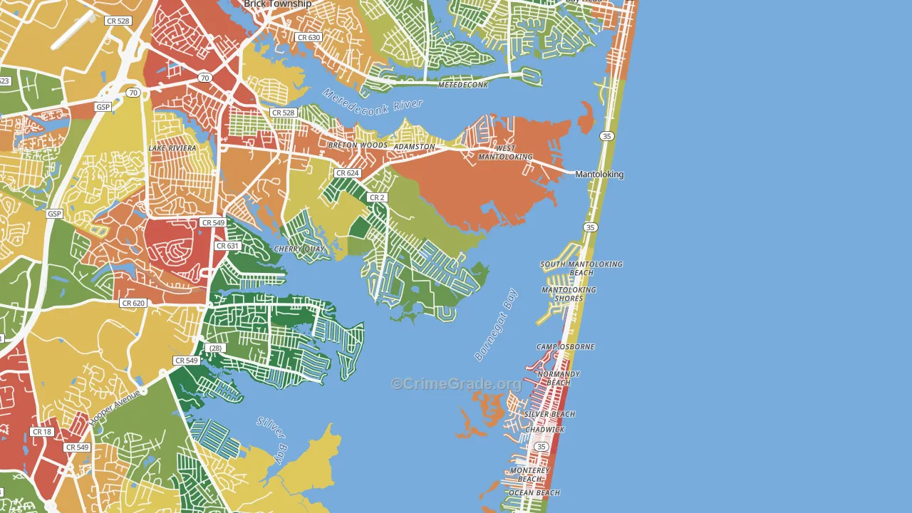 Mantoloking, NJ Map of Drug-Related Crime Rates