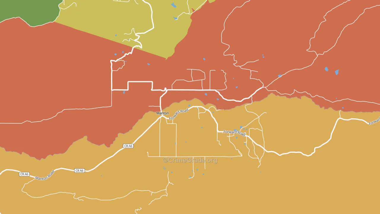 Manton, CA Map of Drug-Related Crime Rates
