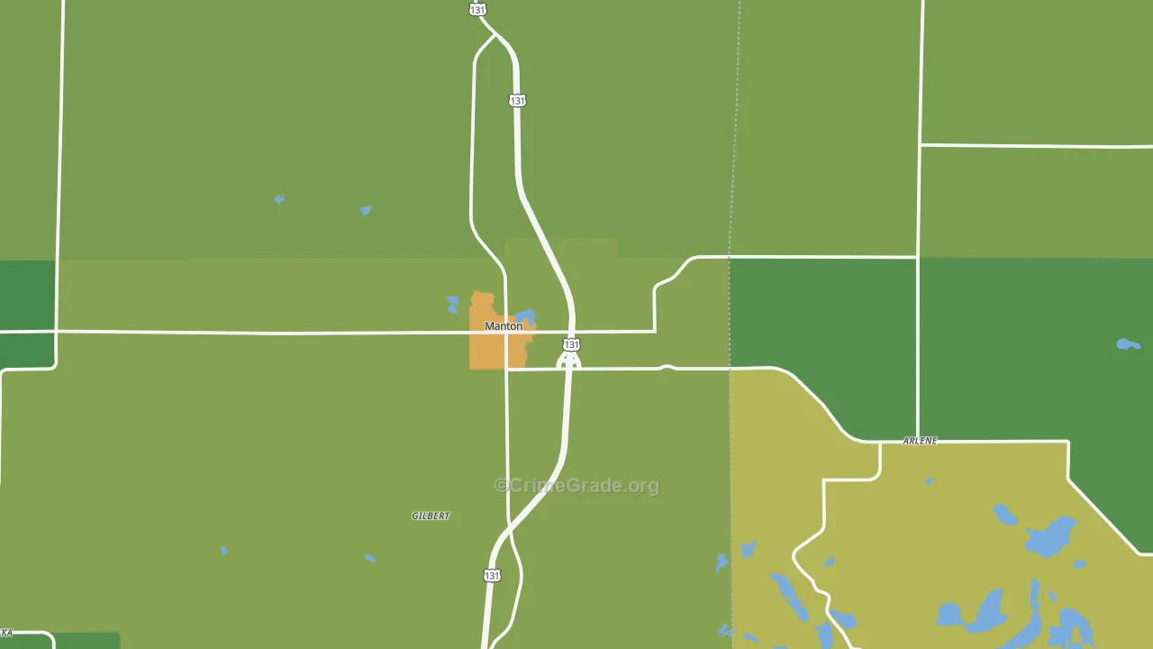 Manton, MI Map of Drug-Related Crime Rates
