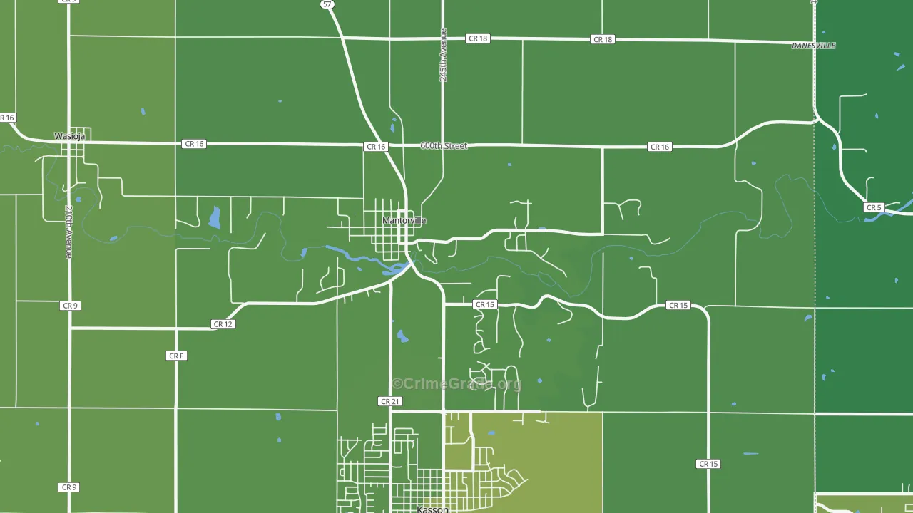 Mantorville, MN Map of Drug-Related Crime Rates