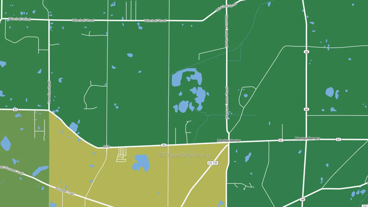 Mantua Center, OH Map of Drug-Related Crime Rates