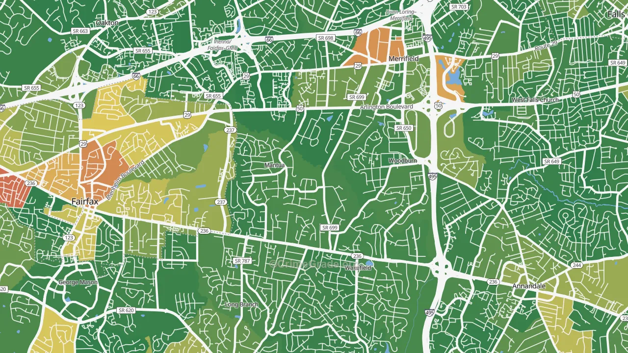 Mantua, Fairfax, VA Map of Drug-Related Crime Rates