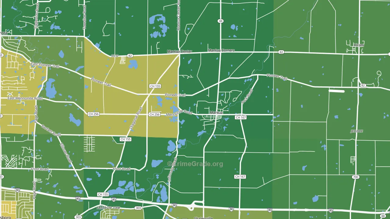 Mantua, OH Map of Drug-Related Crime Rates