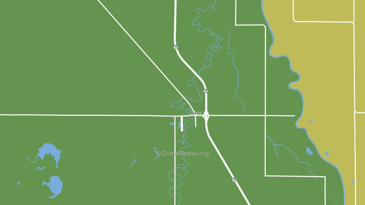 Manvel, ND Map of Drug-Related Crime Rates