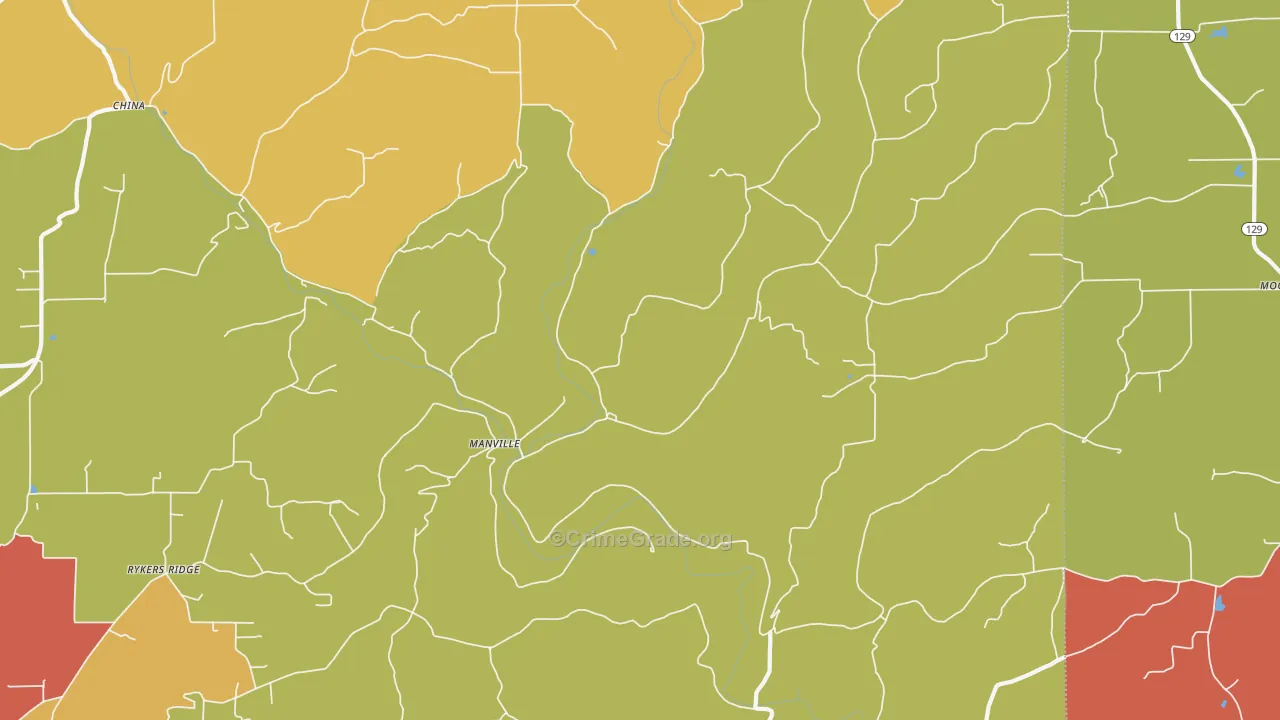 Manville, IN Map of Drug-Related Crime Rates