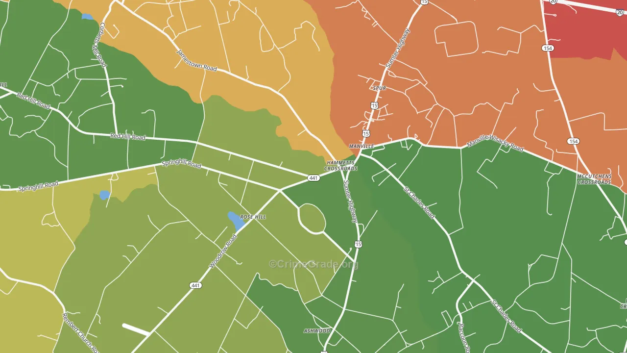 Manville, SC Map of Drug-Related Crime Rates