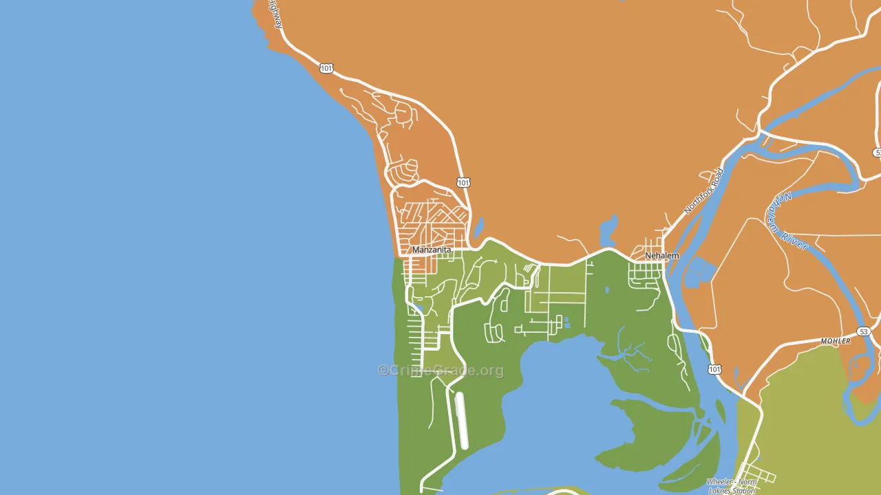 Manzanita, OR Map of Drug-Related Crime Rates
