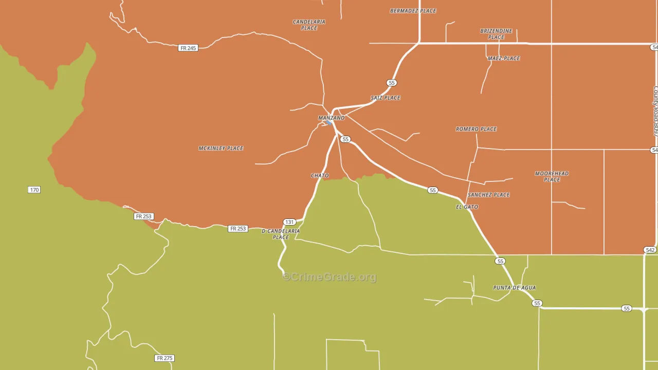 Manzano, NM Map of Drug-Related Crime Rates