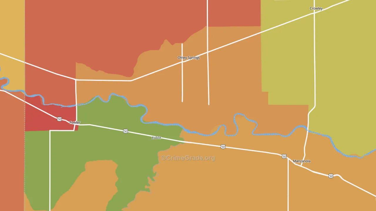 Manzanola, CO Map of Drug-Related Crime Rates