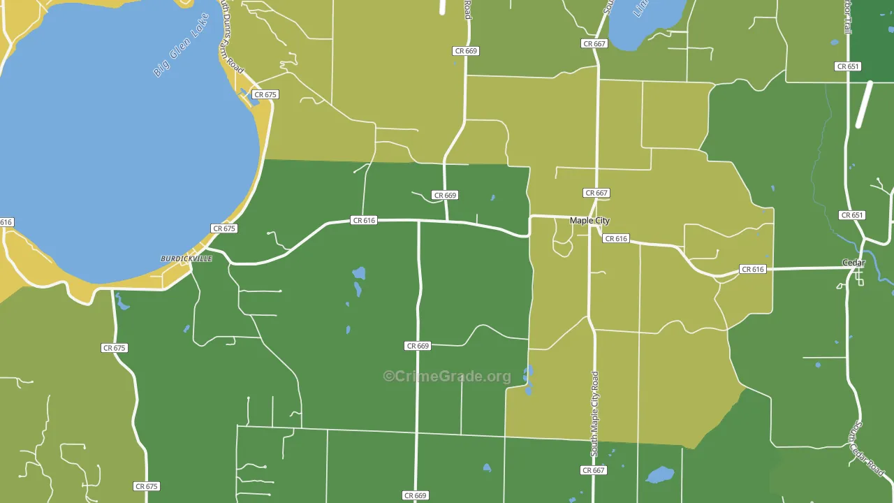 Maple City, MI Map of Drug-Related Crime Rates