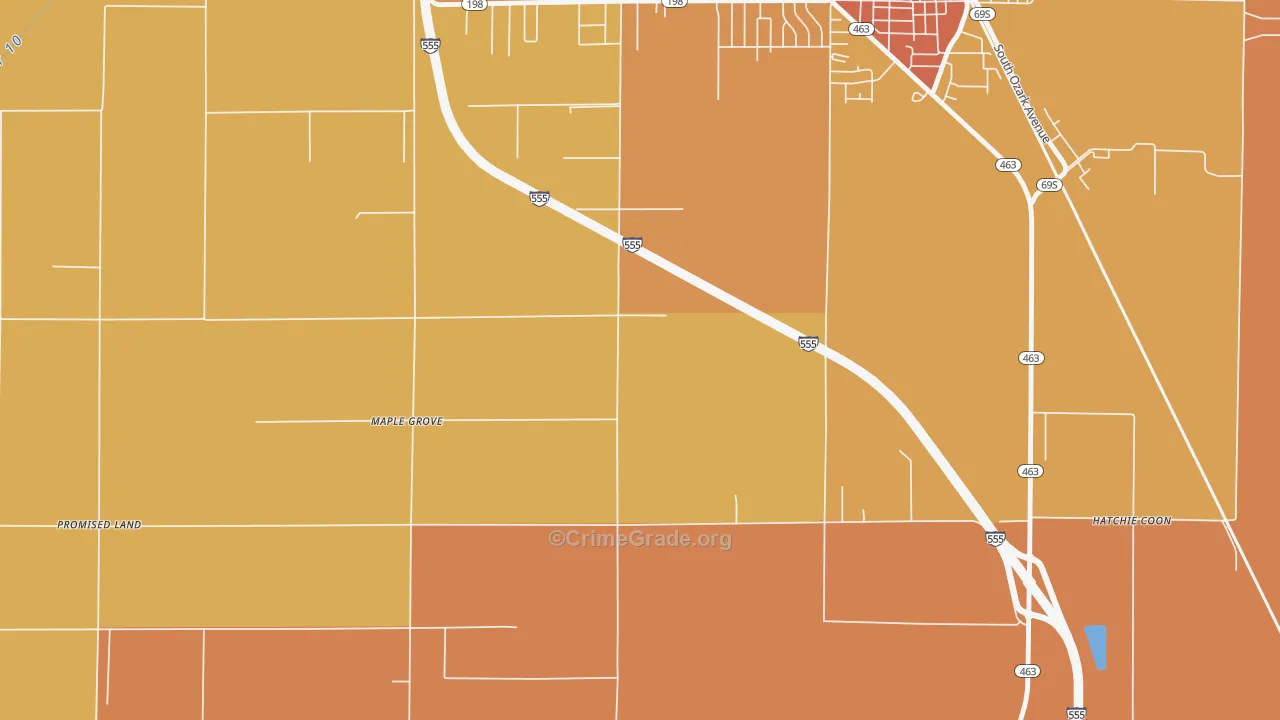Maple Grove, AR Map of Drug-Related Crime Rates