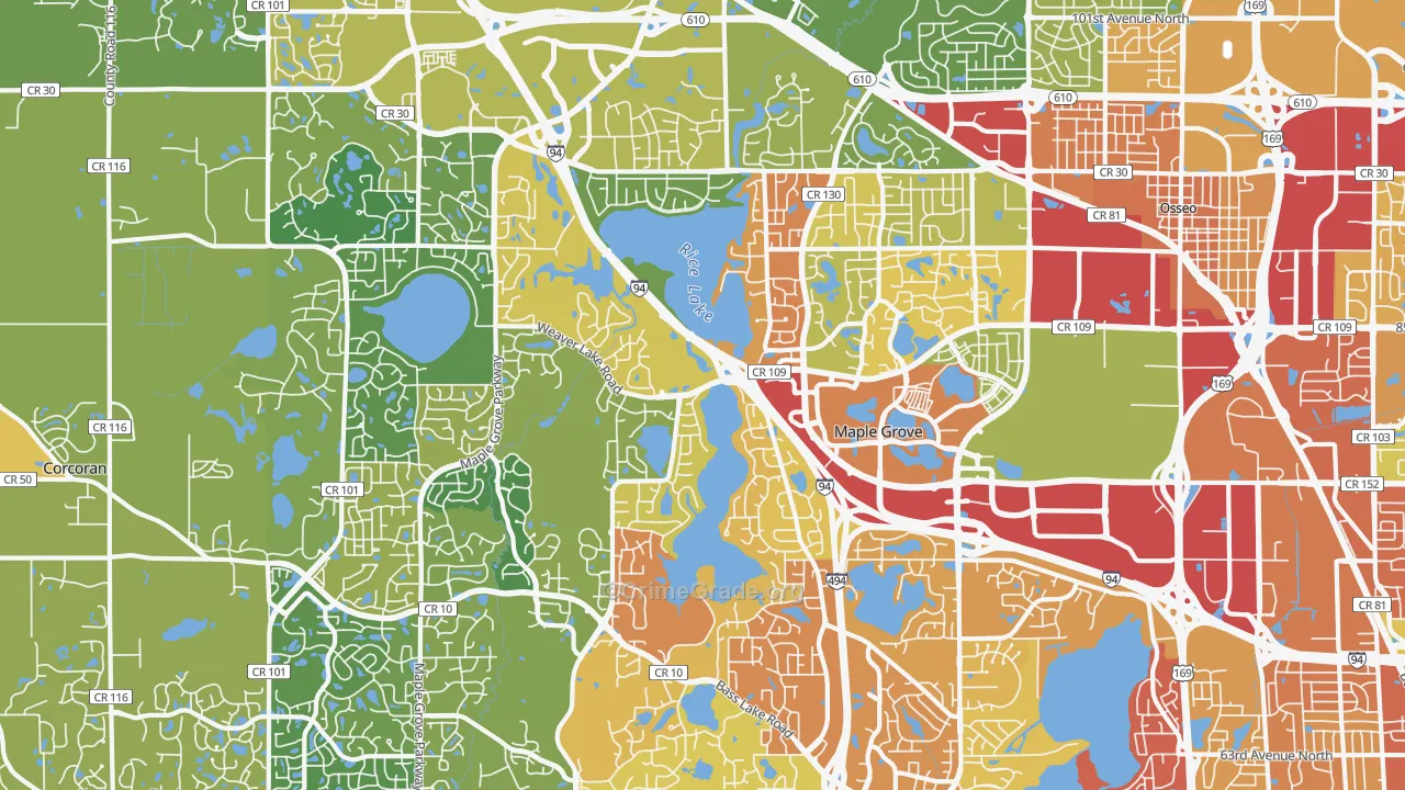 Maple Grove, MN Map of Drug-Related Crime Rates
