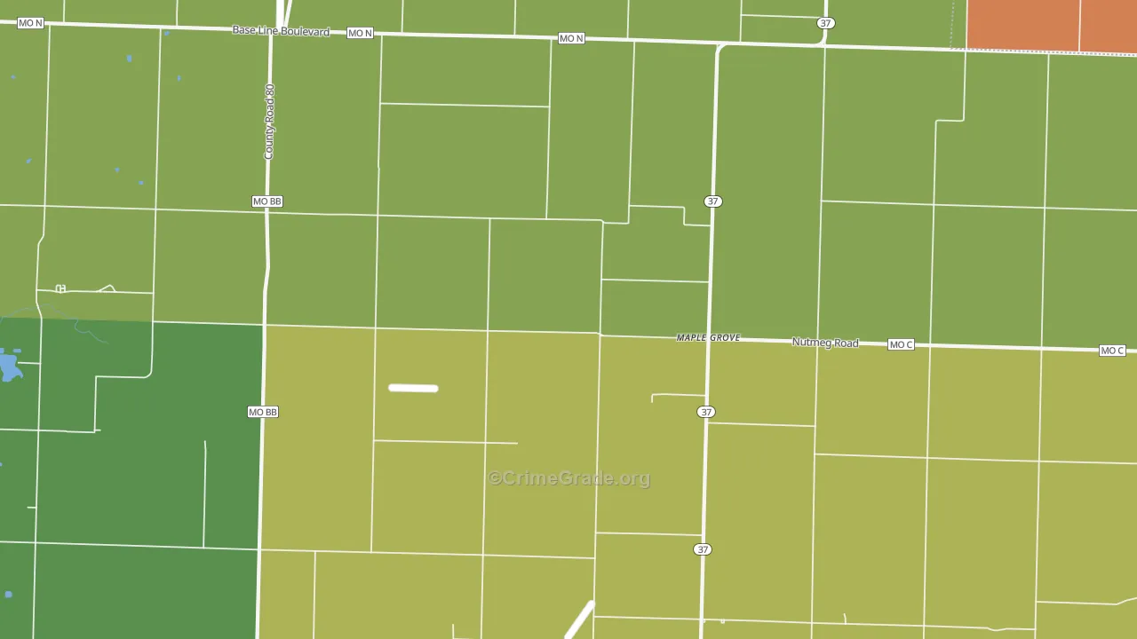 Maple Grove, MO Map of Drug-Related Crime Rates