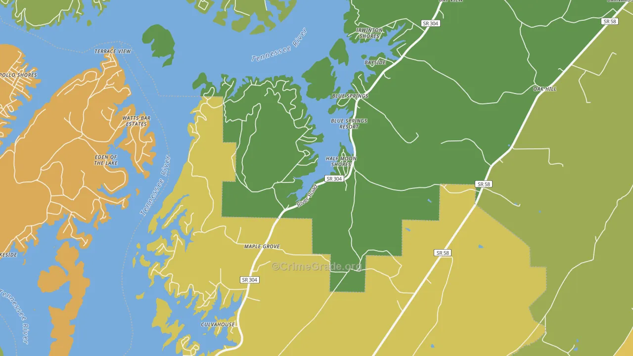 Maple Grove, TN Map of Drug-Related Crime Rates