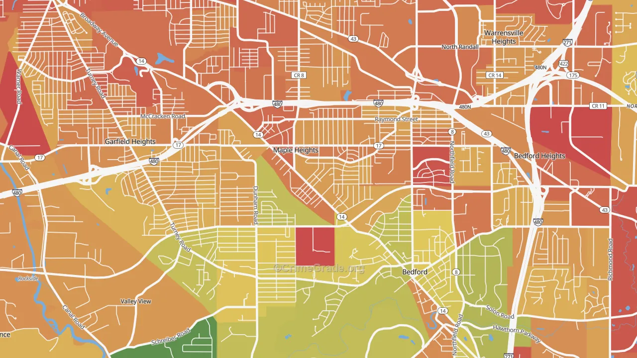 Maple Heights, OH Map of Drug-Related Crime Rates