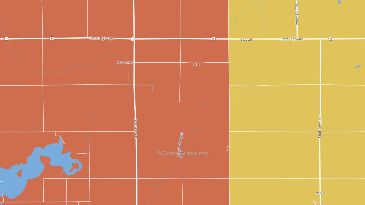 Maple Hill, IA Map of Drug-Related Crime Rates