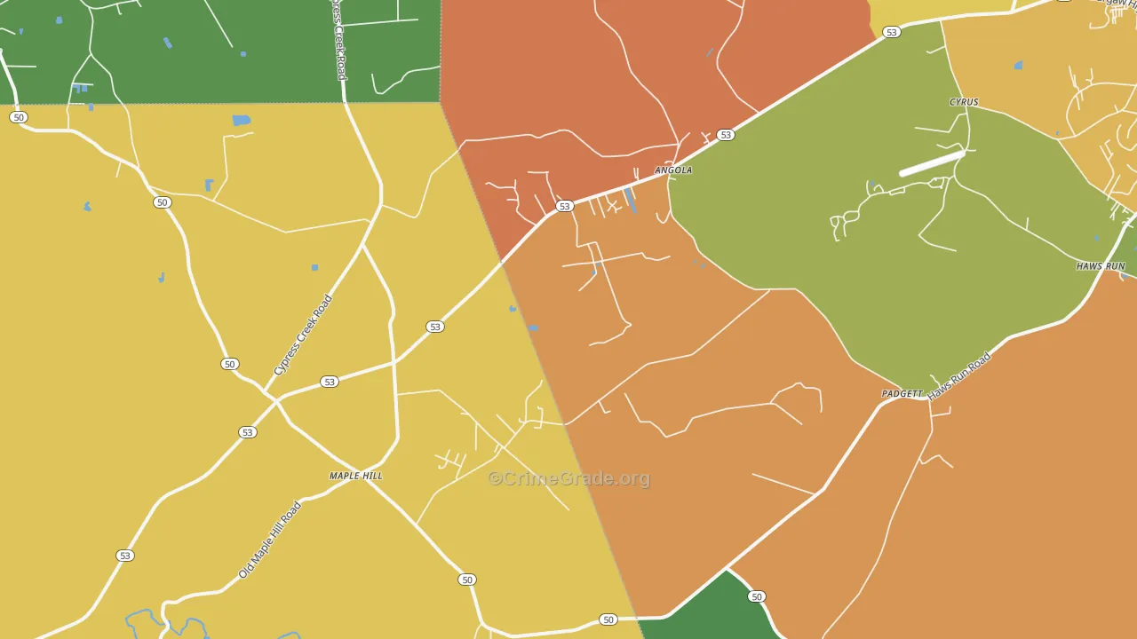Maple Hill, NC Map of Drug-Related Crime Rates