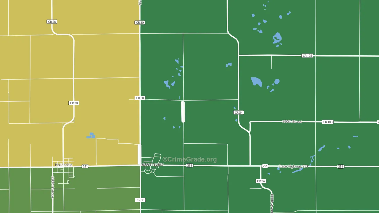 Maple Island, MN Map of Drug-Related Crime Rates