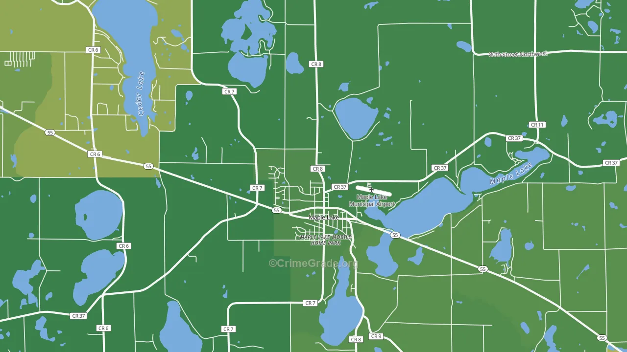 Maple Lake, MN Map of Drug-Related Crime Rates