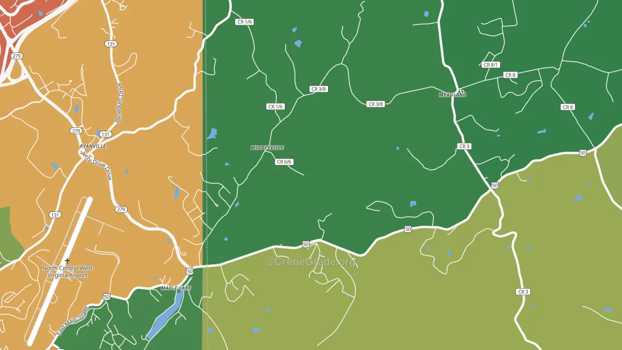 Maple Lake, WV Map of Drug-Related Crime Rates