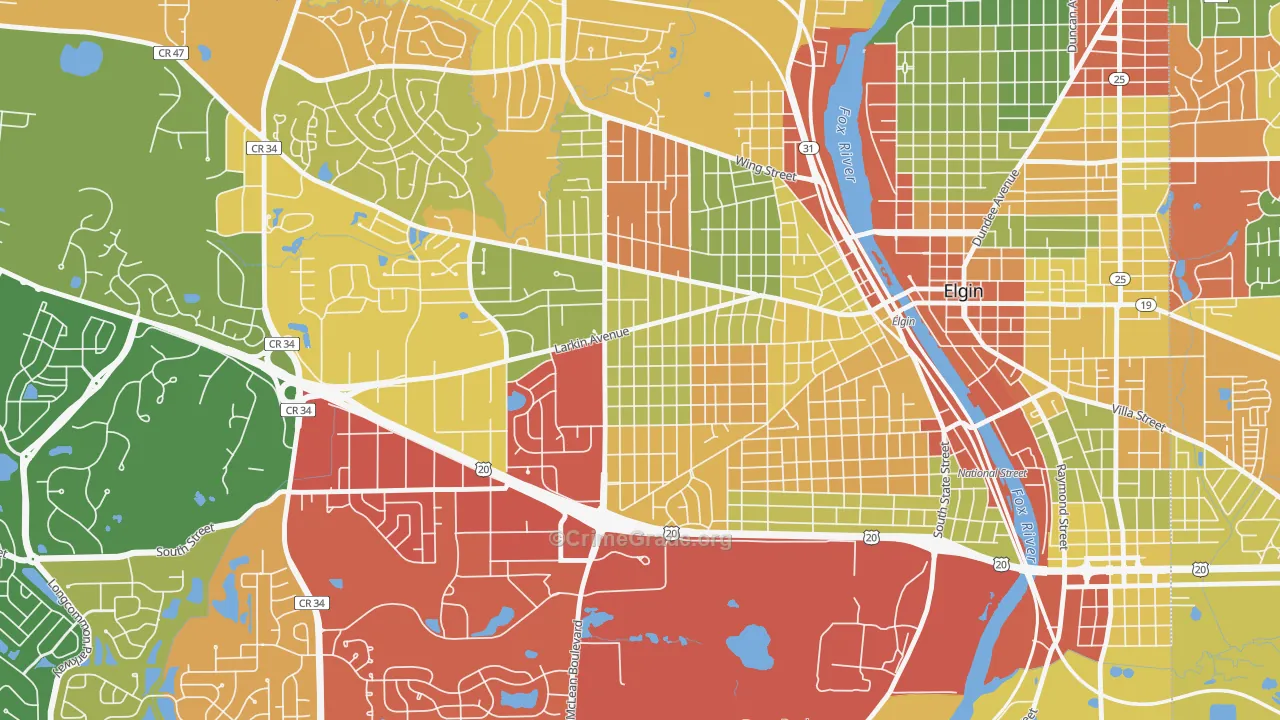 Maple Manor, Elgin, IL Map of Drug-Related Crime Rates