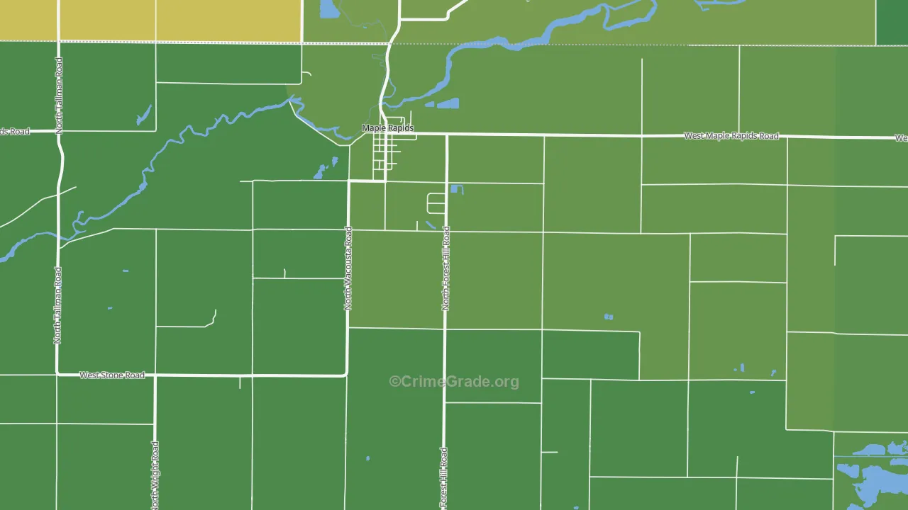 Maple Rapids, MI Map of Drug-Related Crime Rates