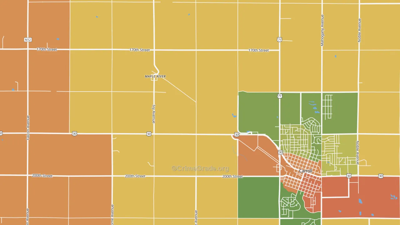 Maple River, IA Map of Drug-Related Crime Rates