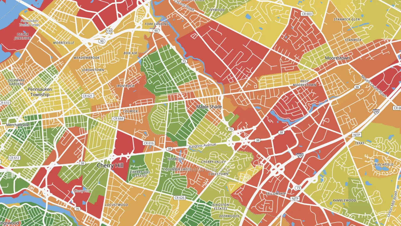 Maple Shade, NJ Map of Drug-Related Crime Rates