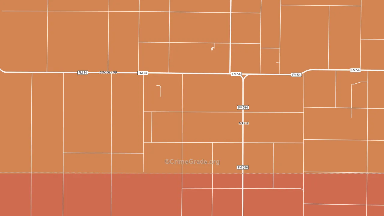 Maple, TX Map of Drug-Related Crime Rates
