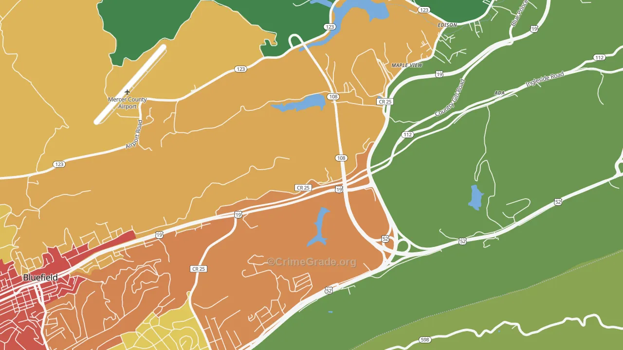 Maple View, WV Map of Drug-Related Crime Rates