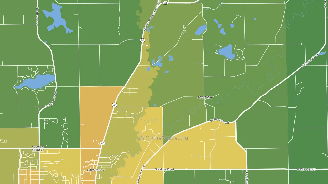 Maplehurst, MI Map of Drug-Related Crime Rates