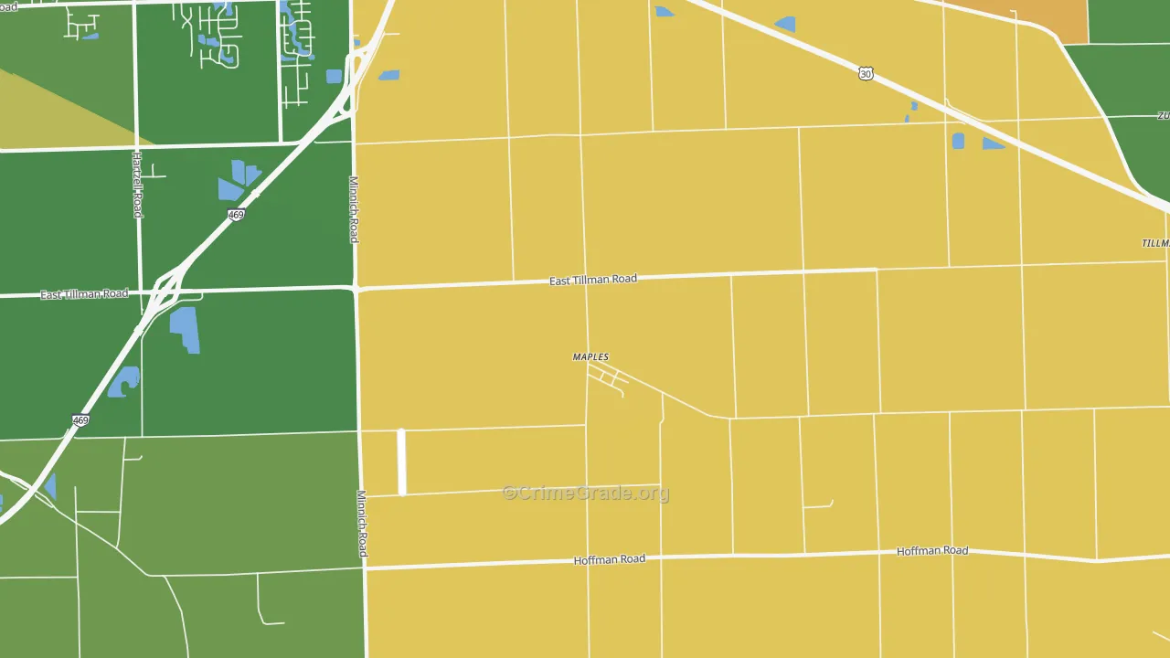 Maples, IN Map of Drug-Related Crime Rates