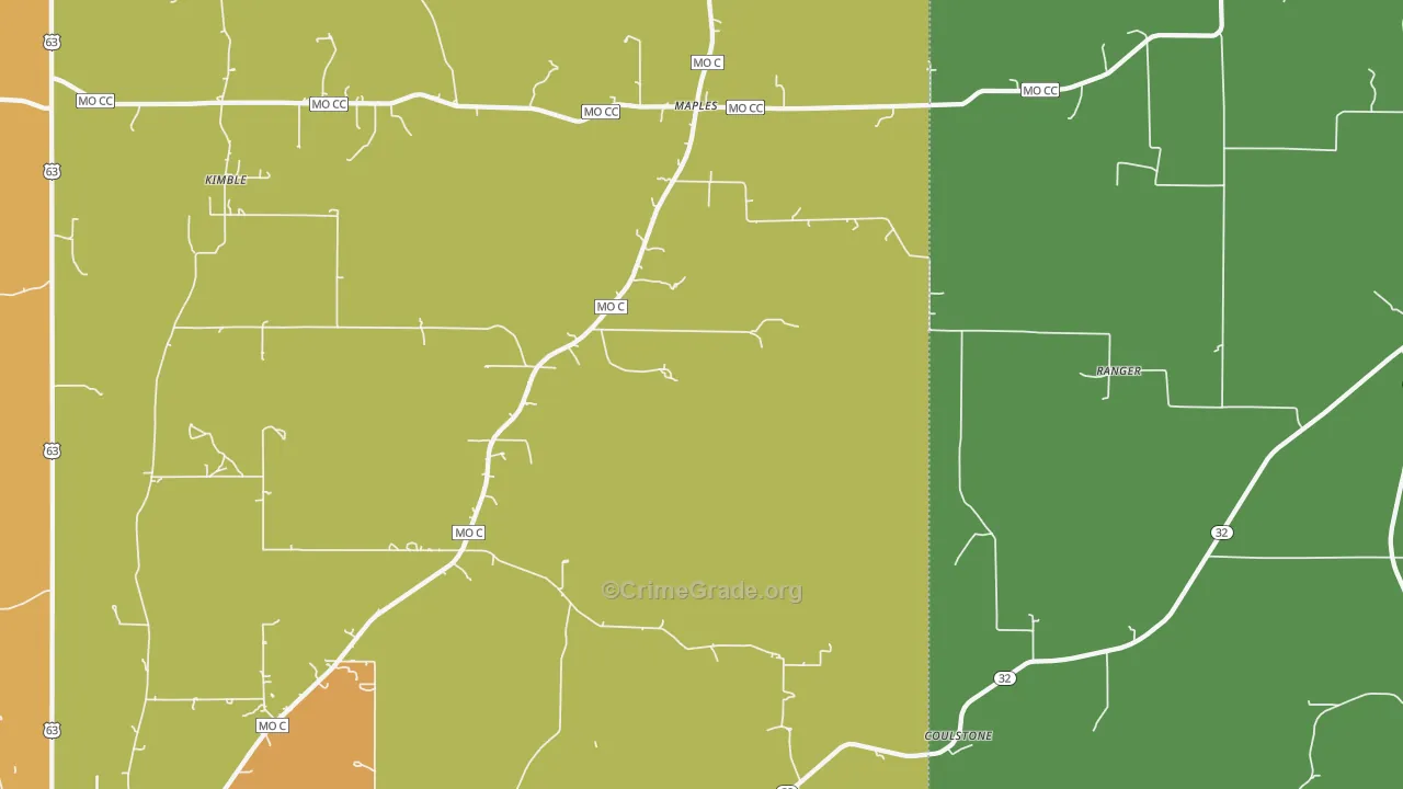 Maples, MO Map of Drug-Related Crime Rates