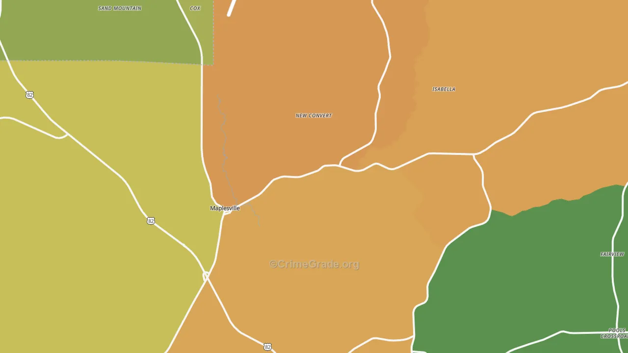 Maplesville, AL Map of Drug-Related Crime Rates