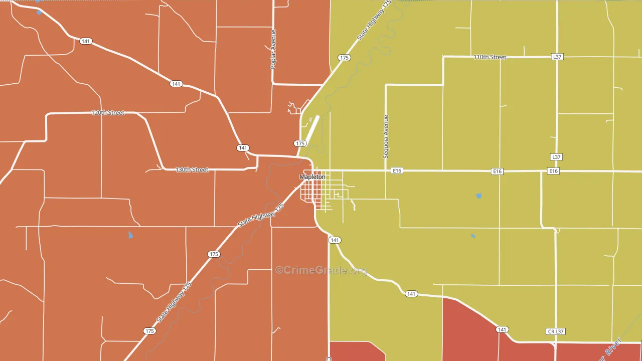 Mapleton, IA Map of Drug-Related Crime Rates