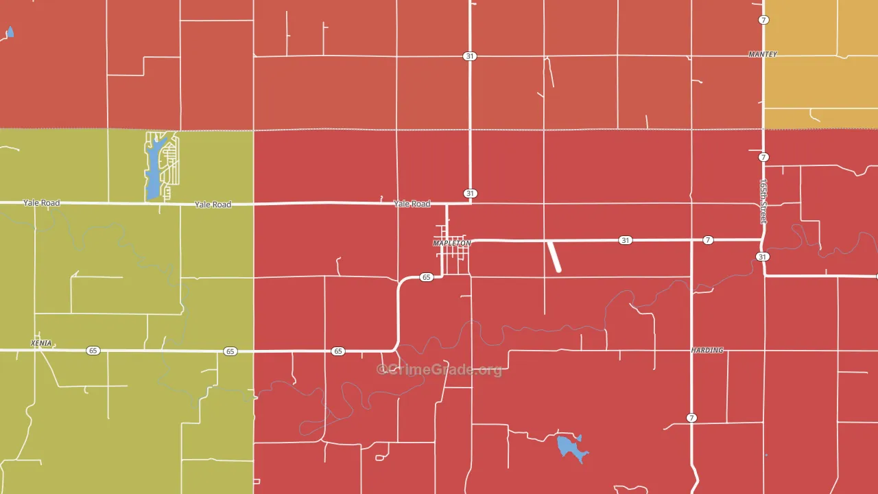 Mapleton, KS Map of Drug-Related Crime Rates