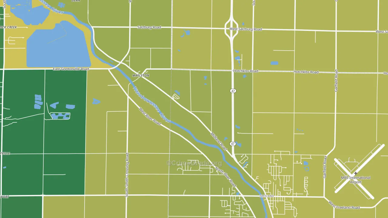 Mapleton, MI Map of Drug-Related Crime Rates