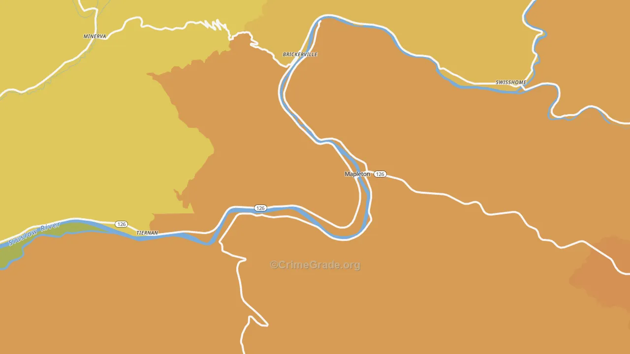 Mapleton, OR Map of Drug-Related Crime Rates