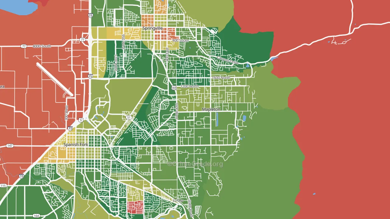 Mapleton, UT Map of Drug-Related Crime Rates