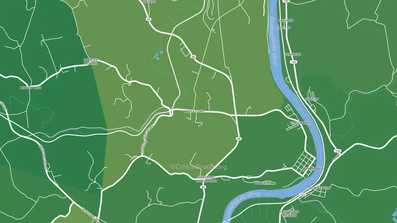 Mapletown, PA Map of Drug-Related Crime Rates