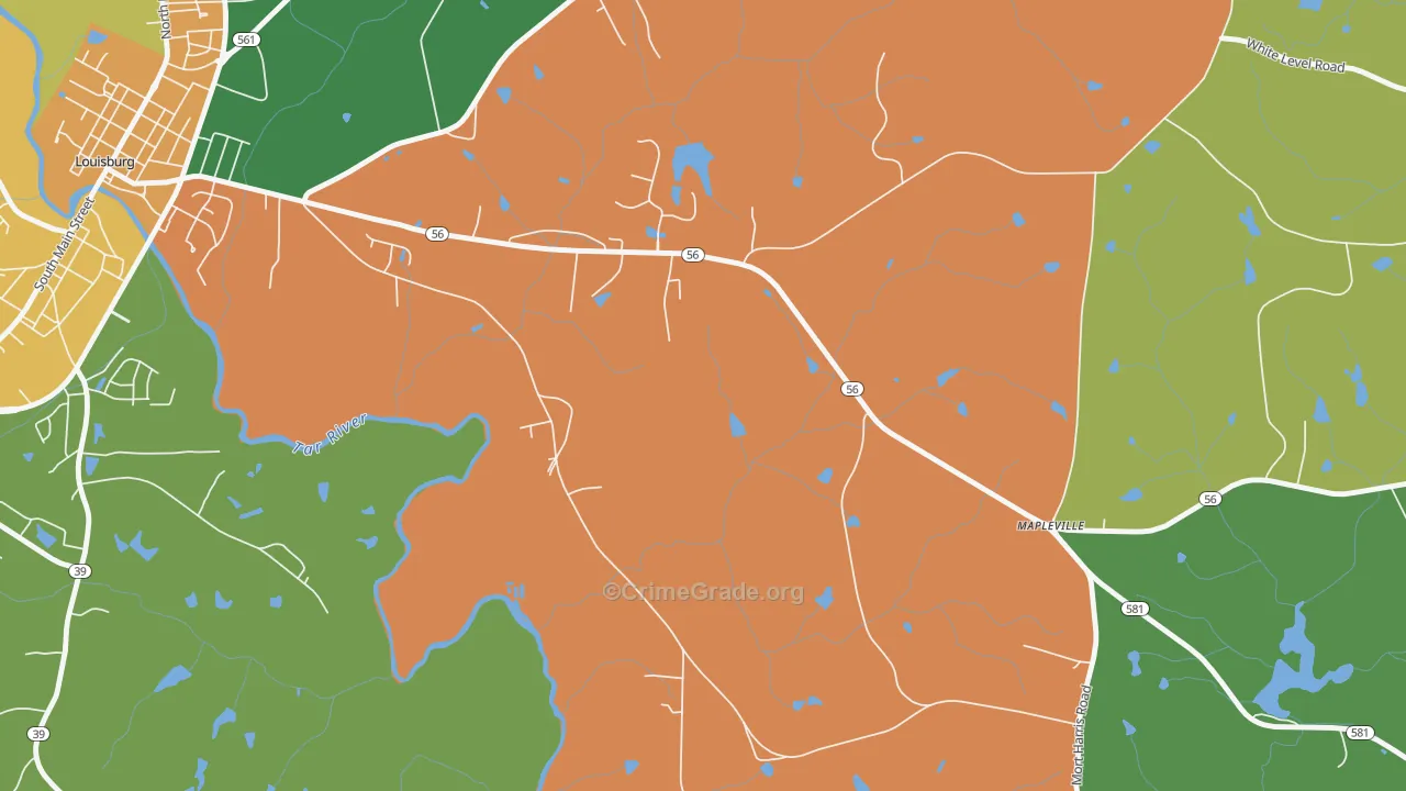 Mapleville, NC Map of Drug-Related Crime Rates