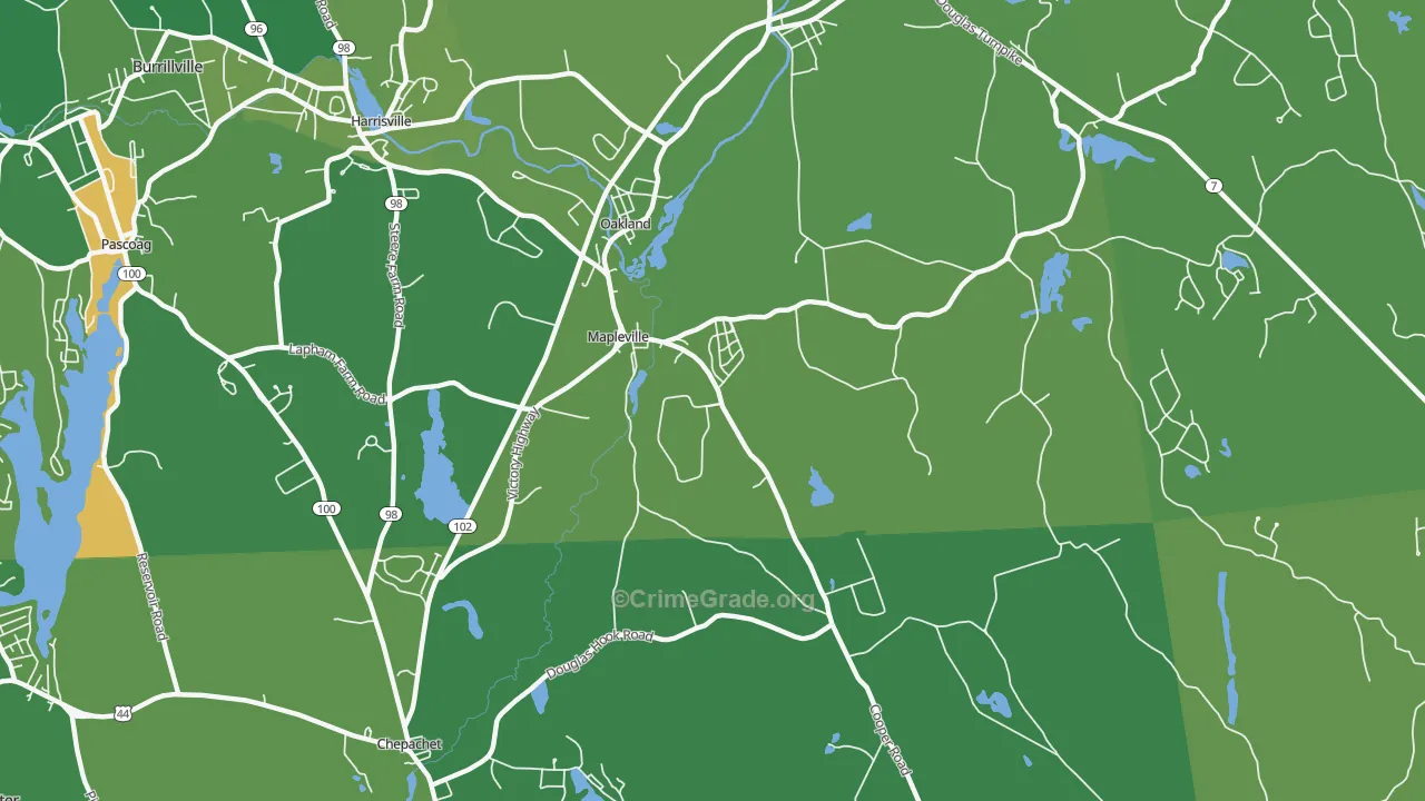 Mapleville, RI Map of Drug-Related Crime Rates