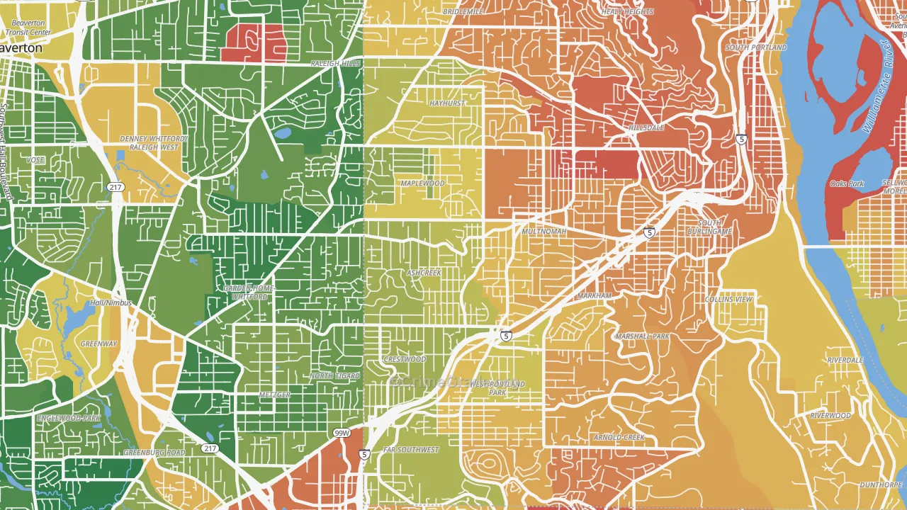 Maplewood-Ashcreek, Portland, OR Map of Drug-Related Crime Rates