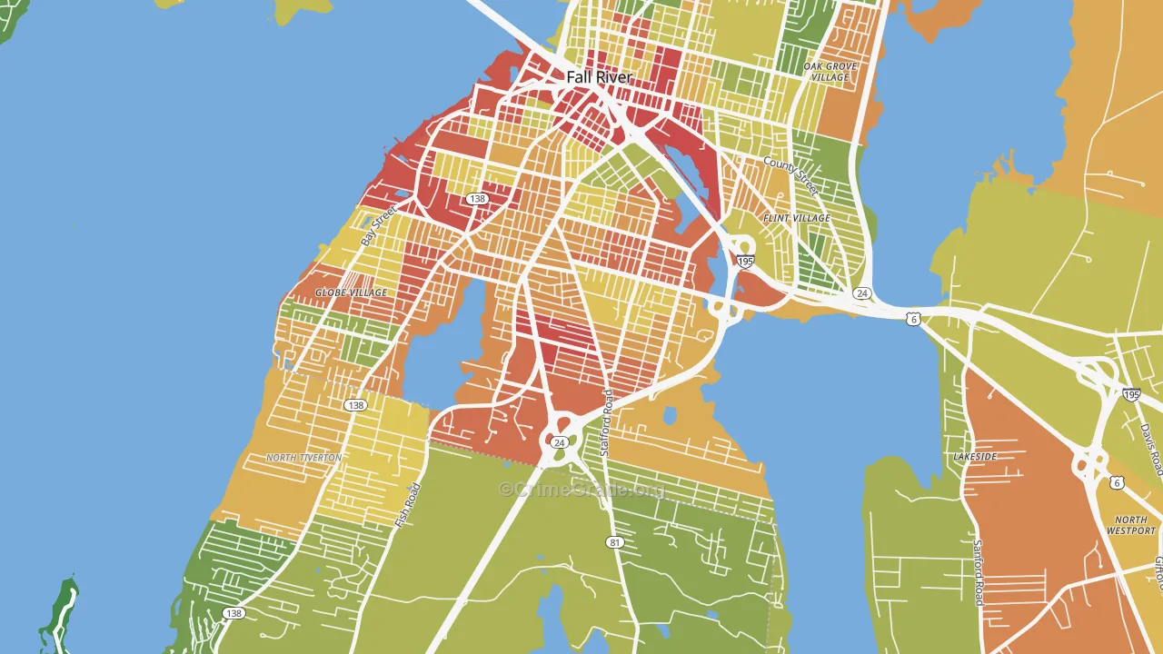 Maplewood, Fall River, MA Map of Drug-Related Crime Rates