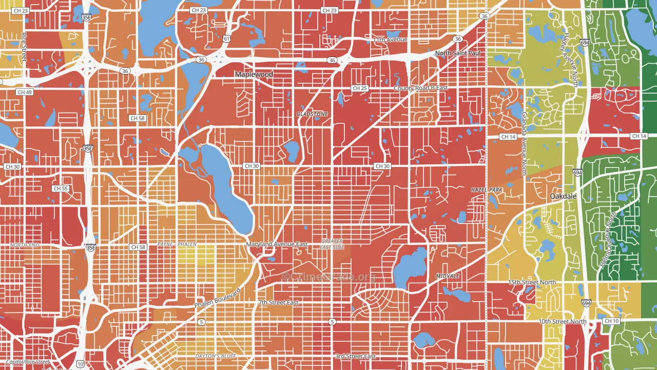 Maplewood, MN Map of Drug-Related Crime Rates