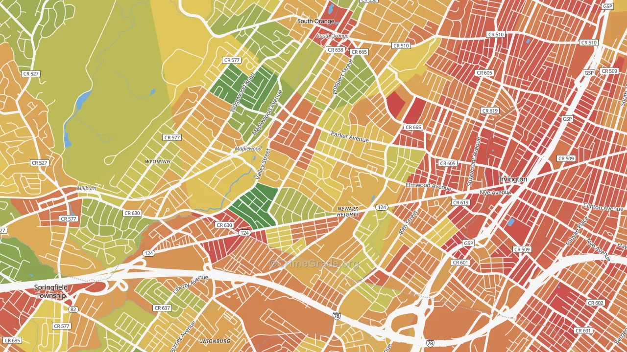 Maplewood, NJ Map of Drug-Related Crime Rates